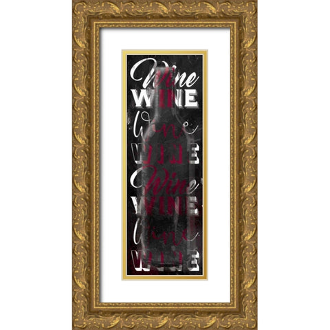Red Wine Words Gold Ornate Wood Framed Art Print with Double Matting by Grey, Jace