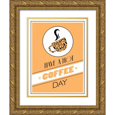 Peach Coffee Day Gold Ornate Wood Framed Art Print with Double Matting by Grey, Jace