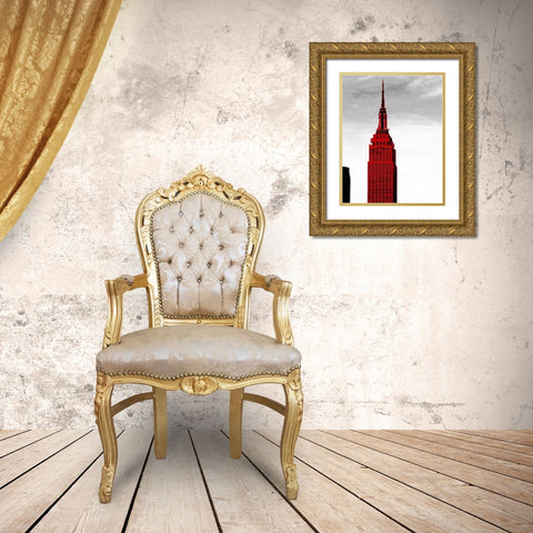 NY Gold Ornate Wood Framed Art Print with Double Matting by Grey, Jace