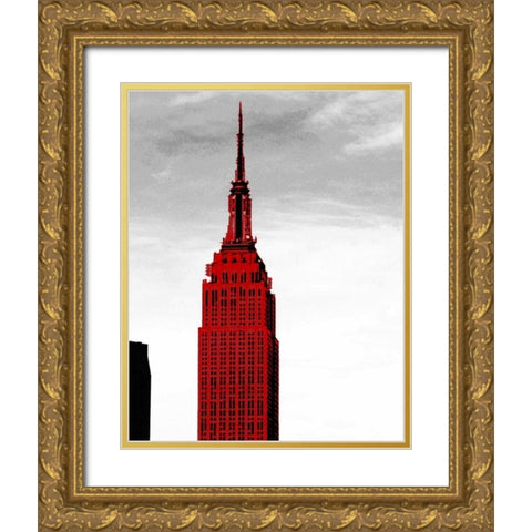 NY Gold Ornate Wood Framed Art Print with Double Matting by Grey, Jace