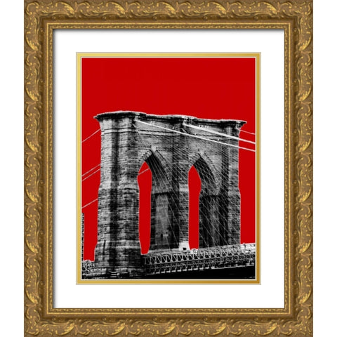Brooklyn Bridge II Gold Ornate Wood Framed Art Print with Double Matting by Grey, Jace
