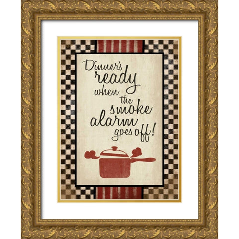 Kitchen Smoke Alarm Gold Ornate Wood Framed Art Print with Double Matting by Grey, Jace