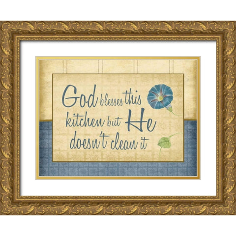 Kitchen gods 2 Gold Ornate Wood Framed Art Print with Double Matting by Grey, Jace