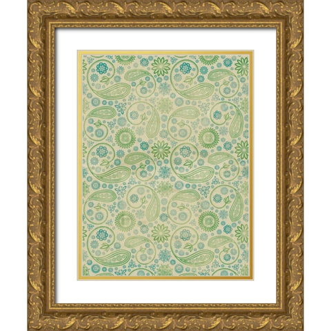 Cool Paisley Gold Ornate Wood Framed Art Print with Double Matting by Grey, Jace