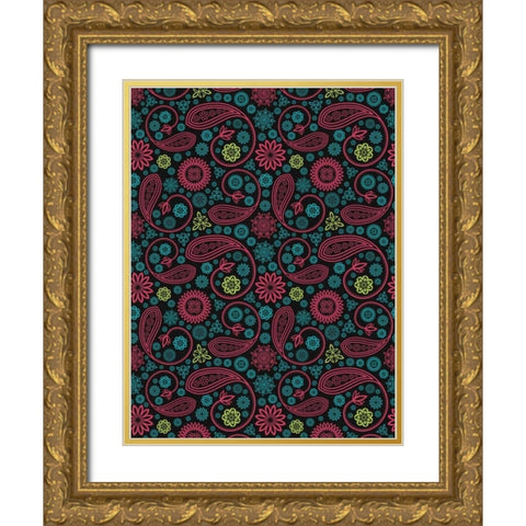 Paisley Gold Ornate Wood Framed Art Print with Double Matting by Grey, Jace