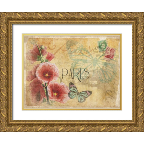 Paris Postcard 1 Gold Ornate Wood Framed Art Print with Double Matting by Grey, Jace