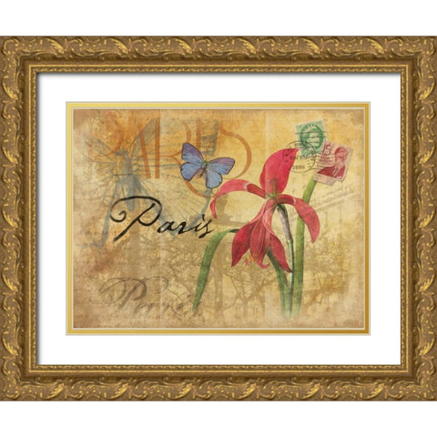 Paris Postcard 4 Gold Ornate Wood Framed Art Print with Double Matting by Grey, Jace