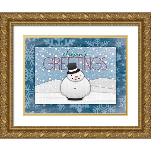 Seasons Greetings Gold Ornate Wood Framed Art Print with Double Matting by Grey, Jace