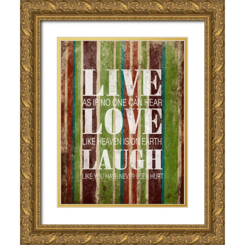 Live Laugh Love Gold Ornate Wood Framed Art Print with Double Matting by Grey, Jace