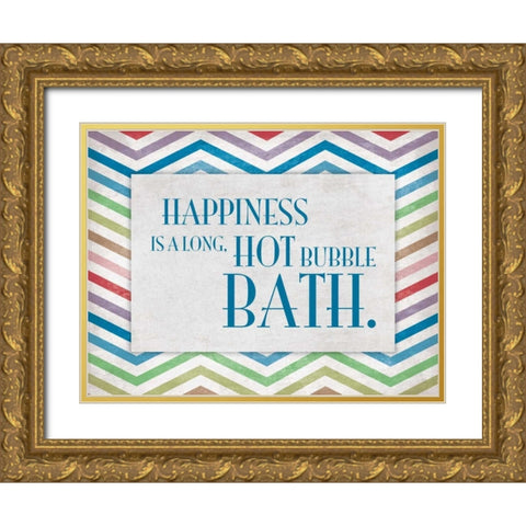 Chevron Bath A Gold Ornate Wood Framed Art Print with Double Matting by Grey, Jace