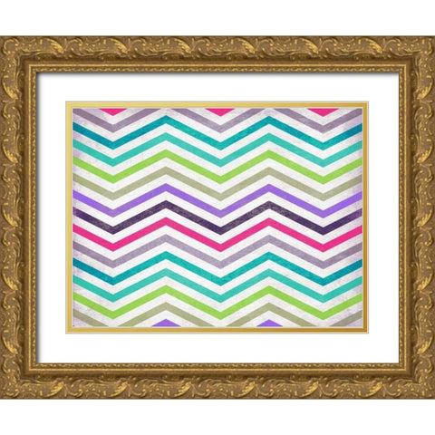 Chevron in Color Gold Ornate Wood Framed Art Print with Double Matting by Grey, Jace