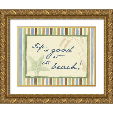 Beach A Gold Ornate Wood Framed Art Print with Double Matting by Grey, Jace