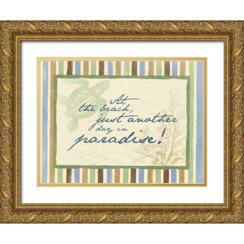 Beach B Gold Ornate Wood Framed Art Print with Double Matting by Grey, Jace