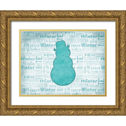 Snowman Gold Ornate Wood Framed Art Print with Double Matting by Grey, Jace