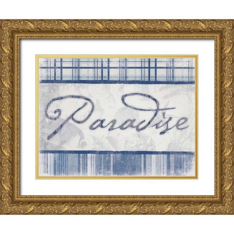 Paradise in Navy Gold Ornate Wood Framed Art Print with Double Matting by Grey, Jace