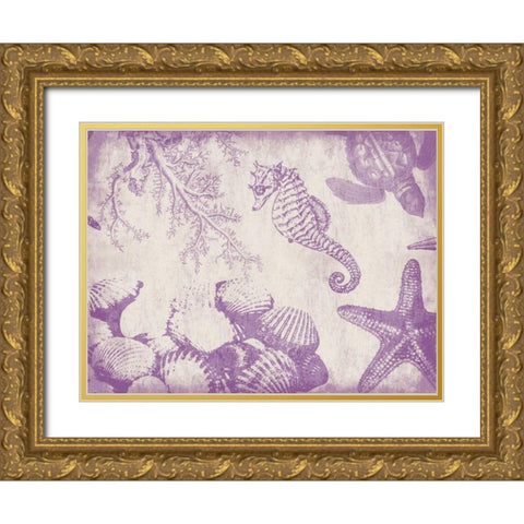 Sea Life in Plum 1 Gold Ornate Wood Framed Art Print with Double Matting by Grey, Jace