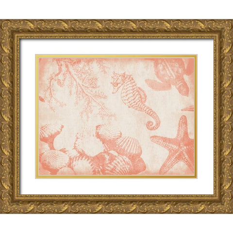 Sea Life in Beige 1 Gold Ornate Wood Framed Art Print with Double Matting by Grey, Jace