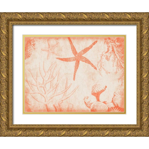 Sea Life in Tangerine 2 Gold Ornate Wood Framed Art Print with Double Matting by Grey, Jace