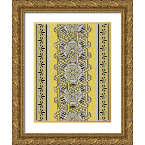 Patterns R3 Gold Ornate Wood Framed Art Print with Double Matting by Grey, Jace