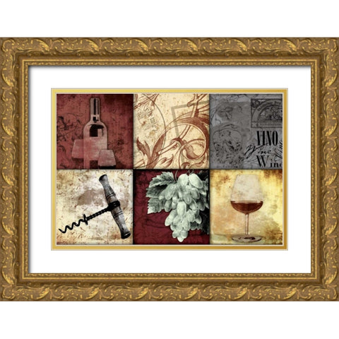 Wine Patch 2 Gold Ornate Wood Framed Art Print with Double Matting by Grey, Jace