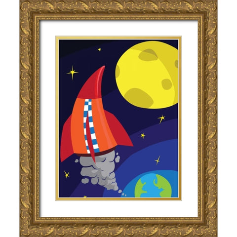 Rocket A Gold Ornate Wood Framed Art Print with Double Matting by Grey, Jace