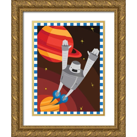 Robots Gold Ornate Wood Framed Art Print with Double Matting by Grey, Jace