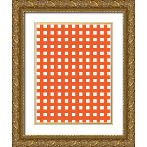 Patterns Orange Gold Ornate Wood Framed Art Print with Double Matting by Grey, Jace