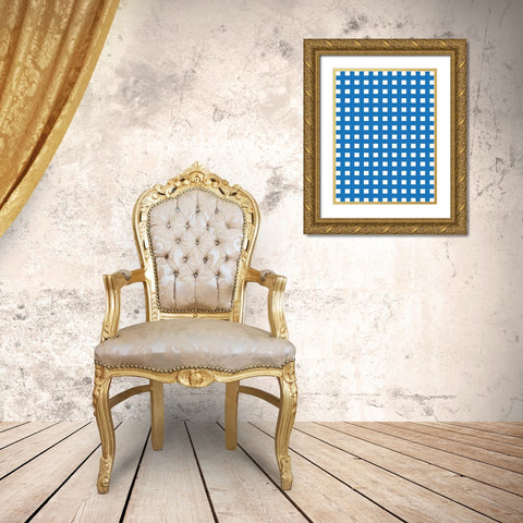 Patterns Blue Gold Ornate Wood Framed Art Print with Double Matting by Grey, Jace
