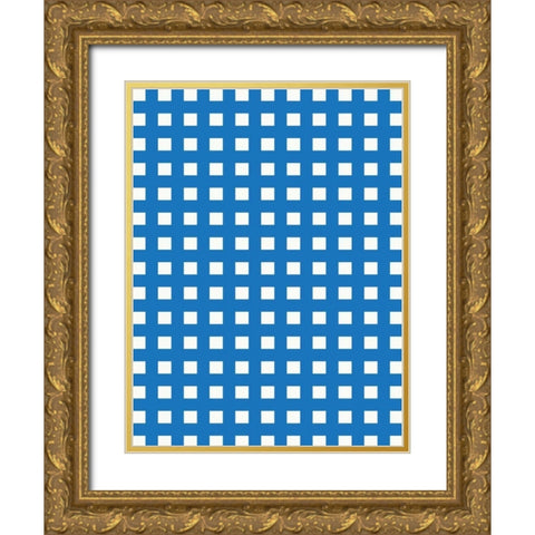 Patterns Blue Gold Ornate Wood Framed Art Print with Double Matting by Grey, Jace