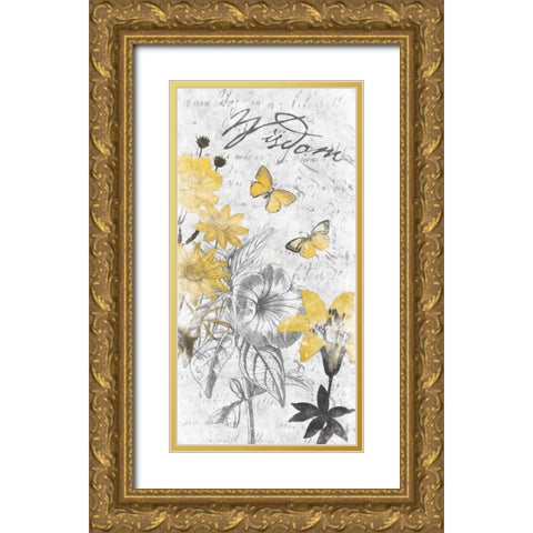 Wisdom Floral Gold Ornate Wood Framed Art Print with Double Matting by Grey, Jace