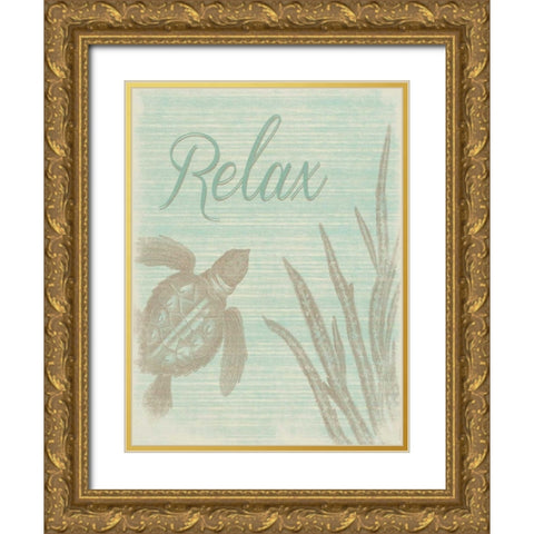 Relax Gold Ornate Wood Framed Art Print with Double Matting by Grey, Jace