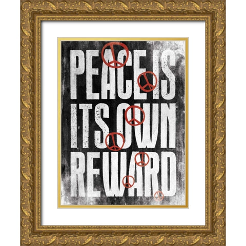 Peace G Gold Ornate Wood Framed Art Print with Double Matting by Grey, Jace
