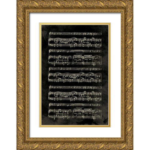 Music Sheet Black Gold Ornate Wood Framed Art Print with Double Matting by Grey, Jace