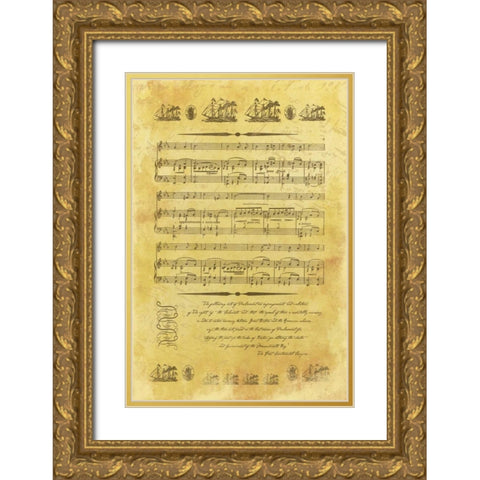 Music Sheet Gold Ornate Wood Framed Art Print with Double Matting by Grey, Jace