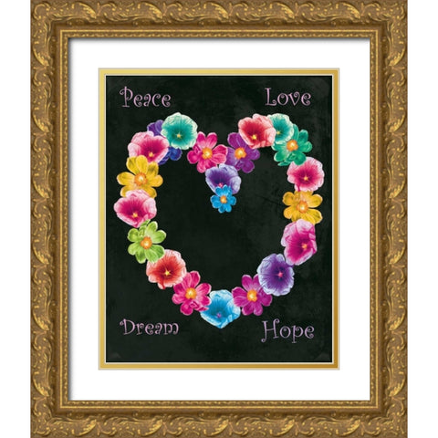 Peace Love Gold Ornate Wood Framed Art Print with Double Matting by Grey, Jace