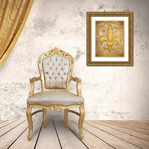 Fleur Delis Gold Ornate Wood Framed Art Print with Double Matting by Grey, Jace