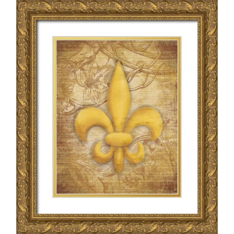Fleur Delis Gold Ornate Wood Framed Art Print with Double Matting by Grey, Jace