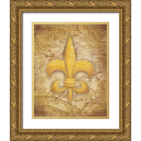Fleur Delis Gold Ornate Wood Framed Art Print with Double Matting by Grey, Jace