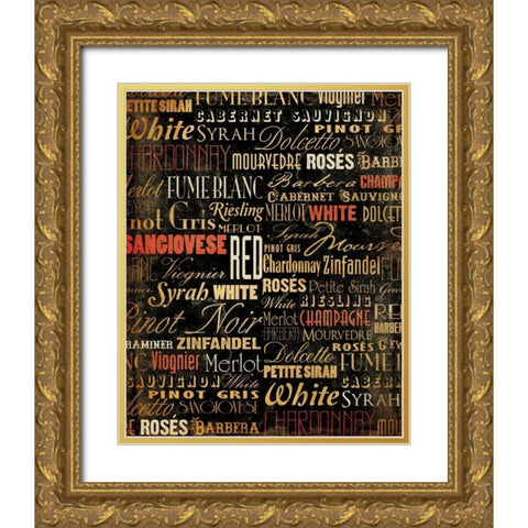 Wine Type Gold Ornate Wood Framed Art Print with Double Matting by Grey, Jace
