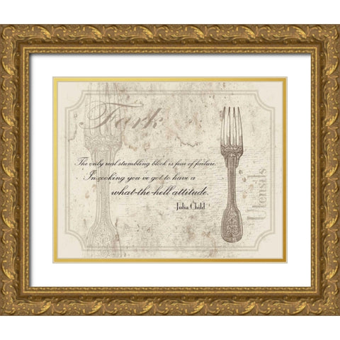 Fork Quote Gold Ornate Wood Framed Art Print with Double Matting by Grey, Jace