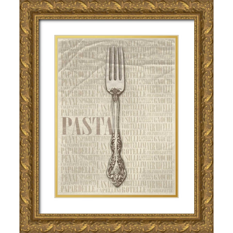 PASTA Type Gold Ornate Wood Framed Art Print with Double Matting by Grey, Jace