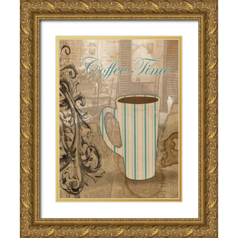 Coffee Time Gold Ornate Wood Framed Art Print with Double Matting by Grey, Jace