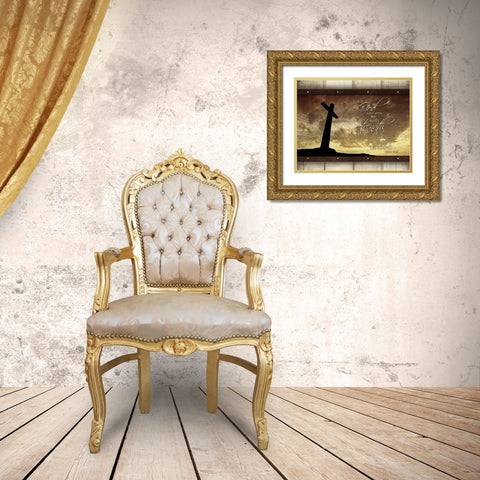 God and Strength Gold Ornate Wood Framed Art Print with Double Matting by Grey, Jace