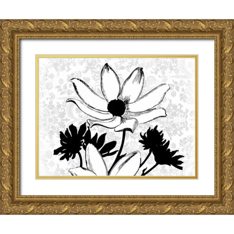 Simple Floral Gold Ornate Wood Framed Art Print with Double Matting by Grey, Jace