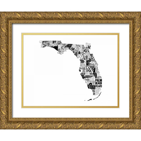 Florida Gold Ornate Wood Framed Art Print with Double Matting by Grey, Jace
