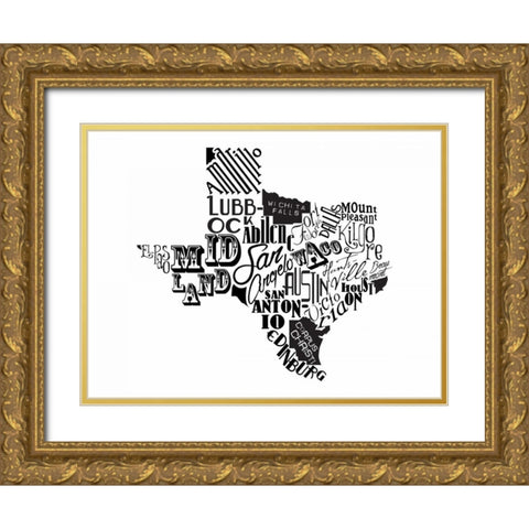 Texas Black Gold Ornate Wood Framed Art Print with Double Matting by Grey, Jace