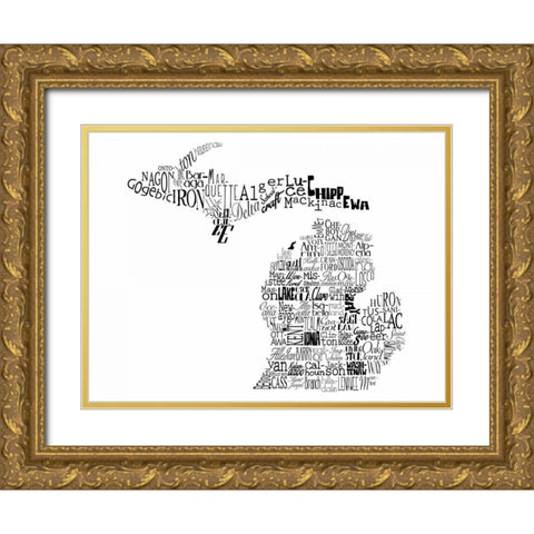 Michigan Gold Ornate Wood Framed Art Print with Double Matting by Grey, Jace