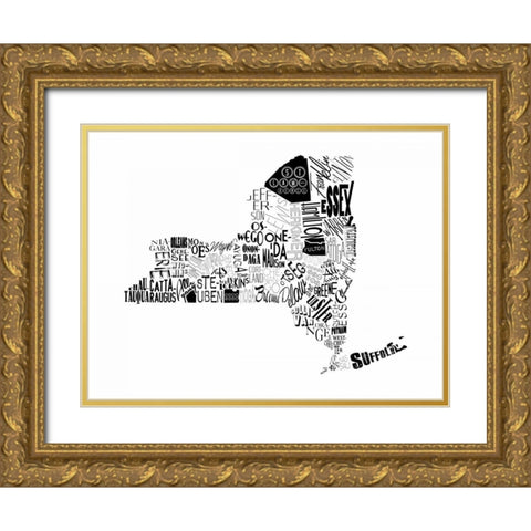 NY Gold Ornate Wood Framed Art Print with Double Matting by Grey, Jace