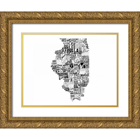 Illinois Gold Ornate Wood Framed Art Print with Double Matting by Grey, Jace