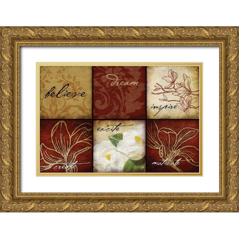 Magnolia Inspirational Gold Ornate Wood Framed Art Print with Double Matting by Grey, Jace